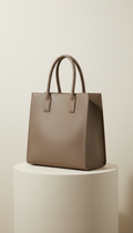 Structured Leather Tote with Sculpted Handles