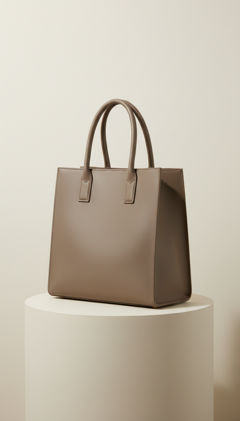 Structured Leather Tote with Sculpted Handles