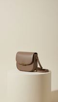 Compact Leather Shoulder Bag with Foldover Flap